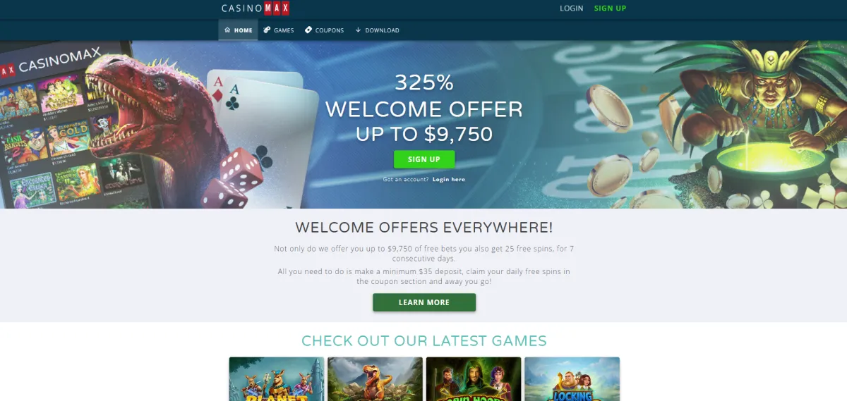 CasinoMax Website view