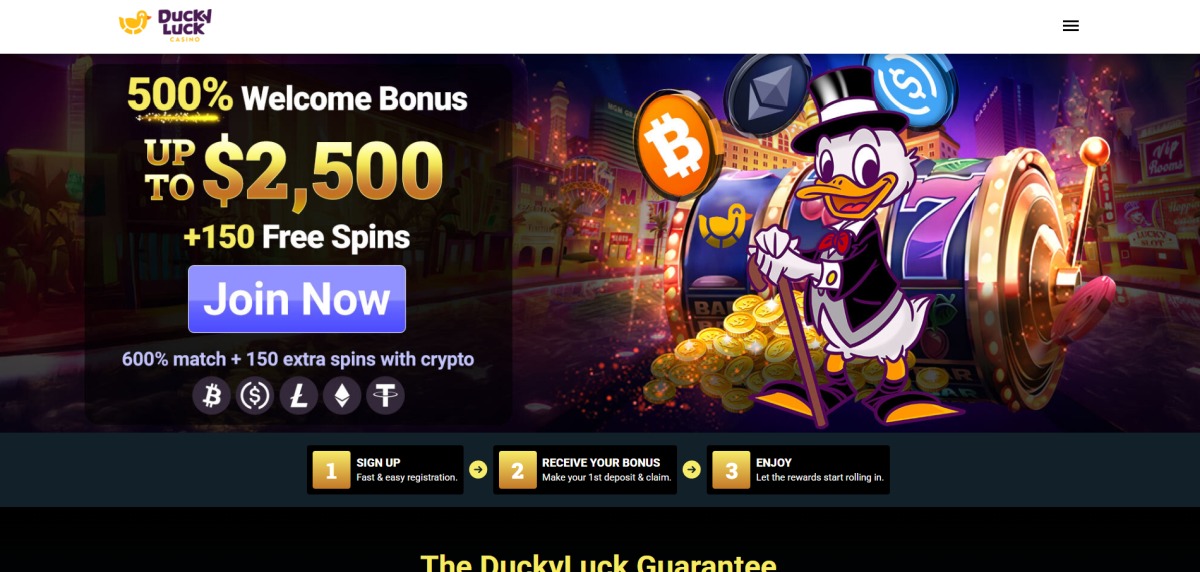 DuckyLuck Casino Homepage