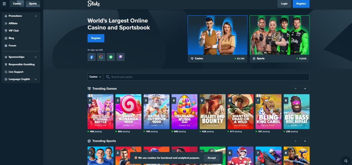 Stake Casino Homepage