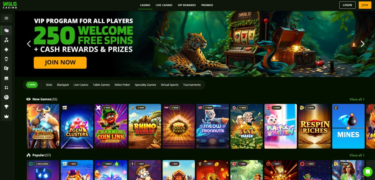 Wild Casino Homepage