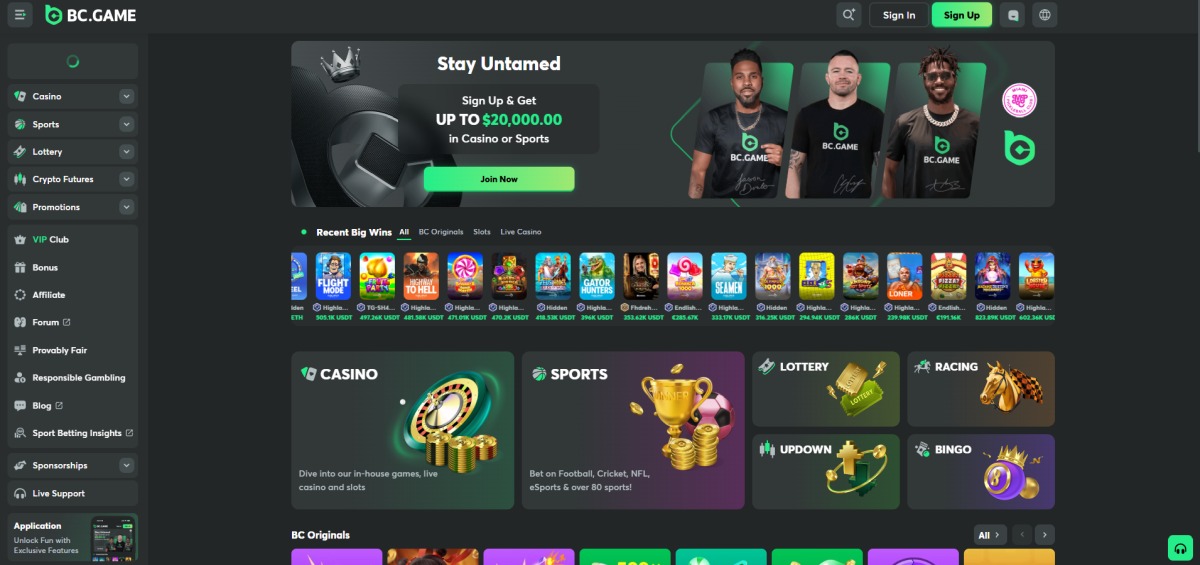BC.Game Casino Homepage