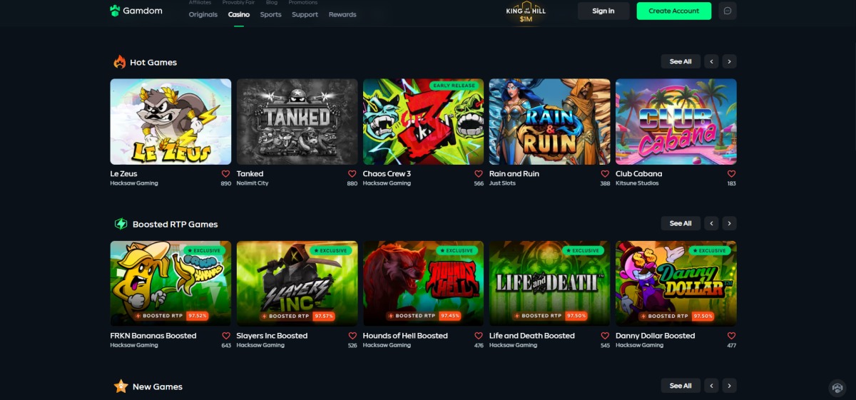 Gamdom Casino Games Collection