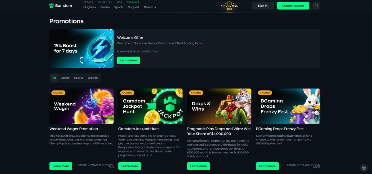 Gamdom Casino Promotions